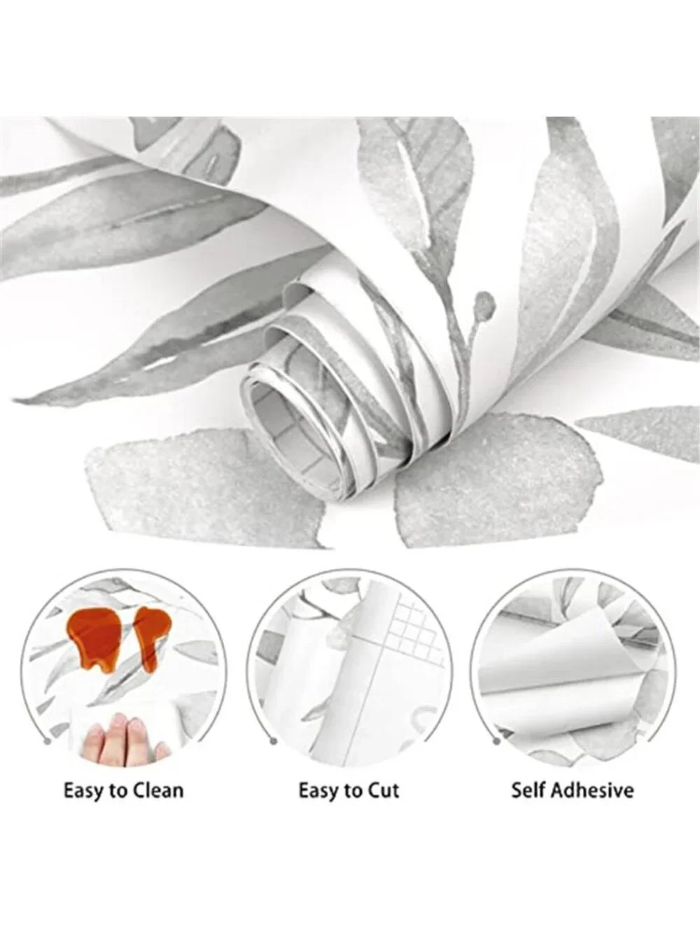 Gray Leaf Peel And Stick Wallpaper Botanical Contact Paper Wall Decor Home
